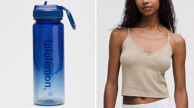 Lululemon Back to Life Clear Bottle and Cotton Pointelle Cropped Cami Tank Top Lululemon Back to Life Clear Bottle and Cotton Pointelle Cropped Cami Tank Top