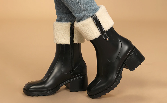 Lulus Chayy Black Faux Fur Mid Calf Boots