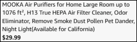 MOOKA Air Purifier Checkout