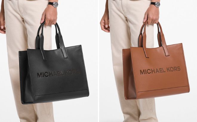 Michael Kors Cooper Logo Embossed Leather Tote Bag Michael Kors Cooper Logo Embossed Leather Tote Bag