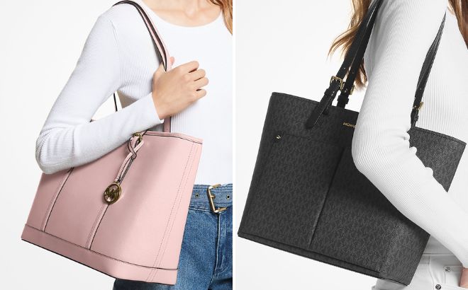 Michael Kors Outlet Jet Set Travel Large Saffiano Leather Tote Bag and Jet Set Medium Logo Pocket Tote Bag