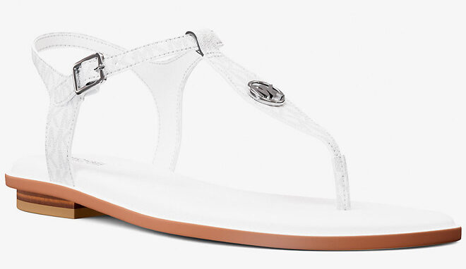 Michael Kors Outlet Mallory Signature Logo T Strap Sandal Michael Kors Outlet Mallory Signature Logo T Strap Sandal