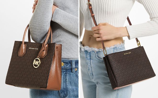 Michael Kors Outlet Mercer Medium Logo and Leather Accordion Crossbody Bag and Trisha Medium Logo Crossbody Bag