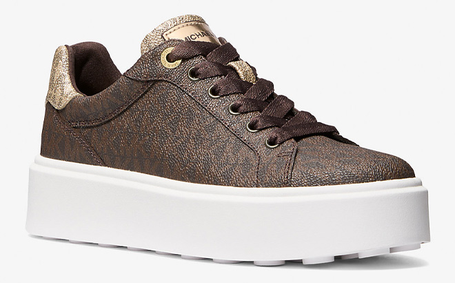 Michael Kors Outlet Romey Metallic Two Tone Signature Logo Platform Sneaker