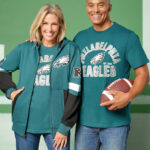 NFL Officially Licensed T Shirt and Full Zip Hoodie Combo in Eagles Style