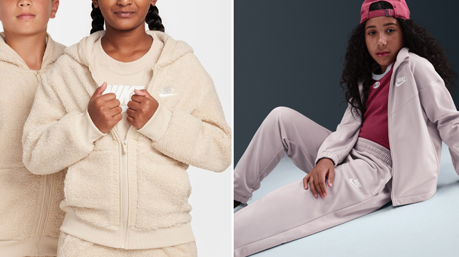 Nike Sportswear Club Fleece Big Kids Full Zip Winterized Hoodie and Nike Sportswear Big Kids Dri FIT Tracksuit Nike Sportswear Club Fleece Big Kids Full Zip Winterized Hoodie and Nike Sportswear Big Kids Dri FIT Tracksuit