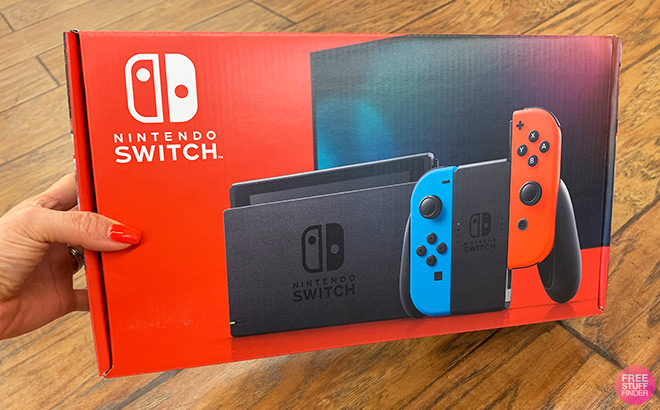 Nintendo Switch with Neon Blue and Neon Red Joy‑Con