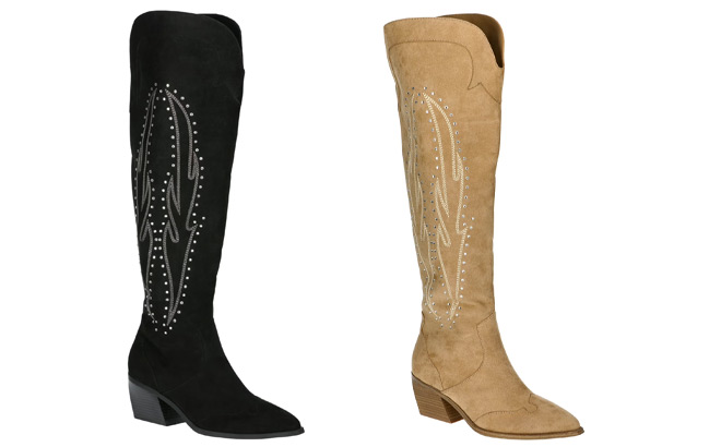 No Boundaries Womens Over the Knee Bling Western Boots No Boundaries Womens Over the Knee Bling Western Boots