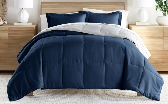 Noble Linens Reversible Down Alternative 2 Piece Comforter Set
