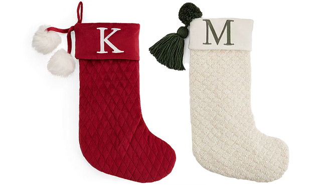 North Pole Trading Co. Quilted Monogram Christmas Stocking North Pole Trading Co. Quilted Monogram Christmas Stocking
