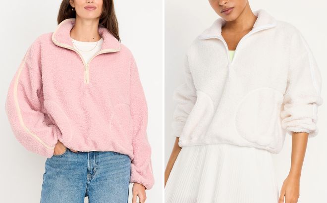 Old Navy Womens Loose Sherpa Quarter Zip Pullover Old Navy Womens Loose Sherpa Quarter Zip Pullover