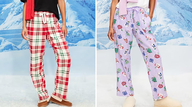 Old Navy Womens Mid Rise Printed Flannel Pajama Pants