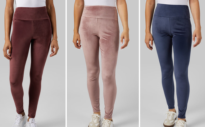 People Wearing 32 Degrees Womens Soft Velour Leggings