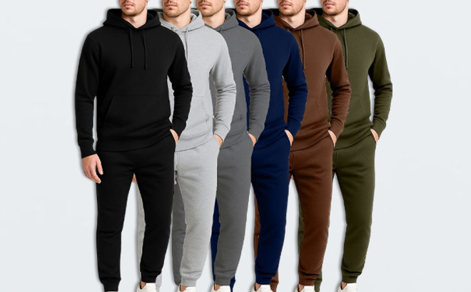 People Wearing Mens Hoodie Jogger Sets