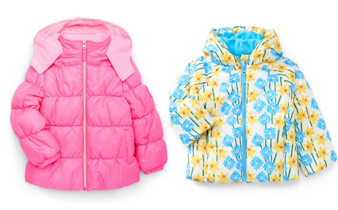 Pink Platinum Girls Hooded Ripstop Winter Puffer