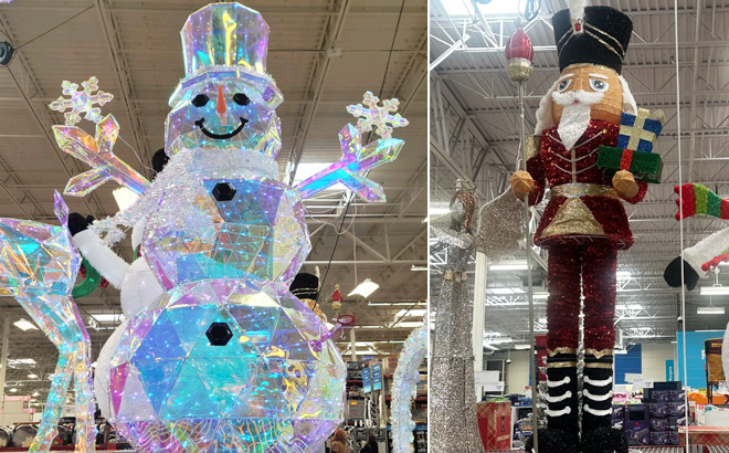 PreLit Prismatic Snowman and Twinkling Nutcracker PreLit Prismatic Snowman and Twinkling Nutcracker