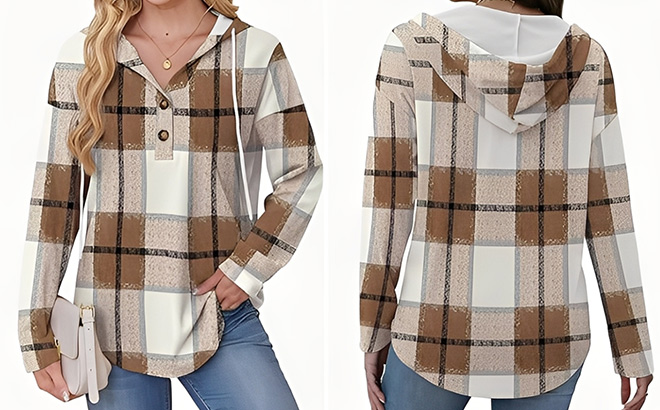 Rumia Womens Tops V Neck Button Sweatshirt Rumia Womens Tops V Neck Button Sweatshirt