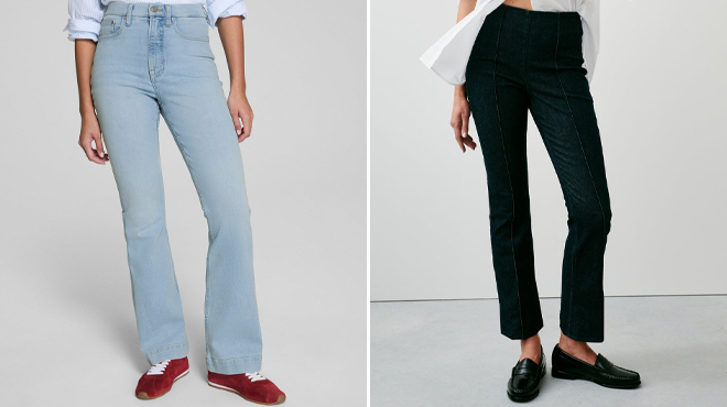 Spanx Sculpt ReDefine Womens Flare Jeans and Spanx Shape Womens Zero Waistband Micro Flare Jeans