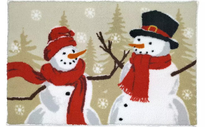St Nicholas Square Snowman Holiday Bathroom Rug