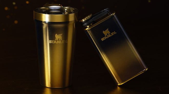 Stanley Black Honey The Everyday Tumbler 16 oz and Stanley Black Honey The Easy Fill Flask 8 oz