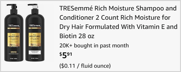 TRESemme Rich Moisture Shampoo and Conditioner at Checkout