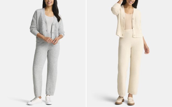 Time and Tru Womens Cardigan and Pants Sweater Set