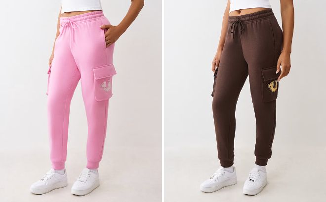 True Religion Metallic Horseshoe Cargo Joggers