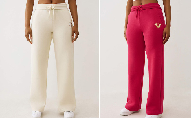 True Religion Womens Foldover Horseshoe Sweatpants