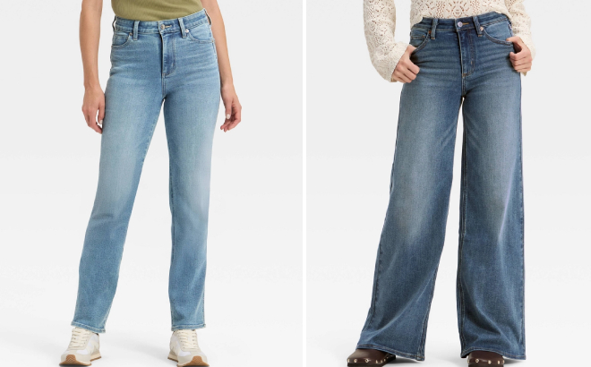 Universal Thread Womens High Rise Straight Jeans and High Rise Wide Leg Jeans Universal Thread Womens High Rise Straight Jeans and High Rise Wide Leg Jeans