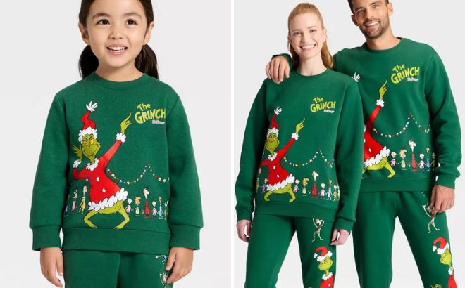 Universal Toddler and Adult The Grinch Fleece Sweatshirts Universal Toddler and Adult The Grinch Fleece Sweatshirts