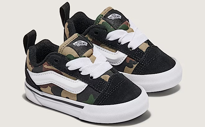 VANS Toddler Knu Skool Shoes in Camo Jungle Green