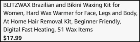Wax Hair Removal Kit Checkout Page