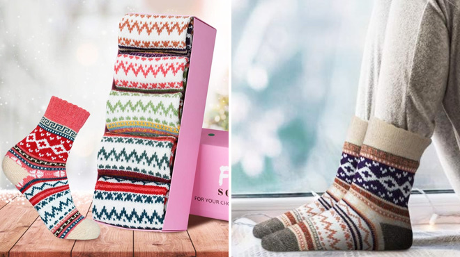 Womens Wool Cozy Crew Socks 5 Pack