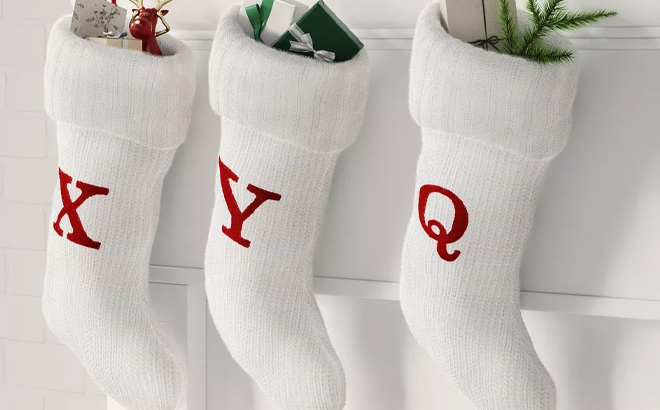 Wondershop Knit Monogram Christmas Stockings in White