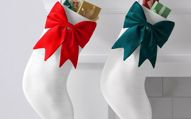 Wondershop White Stocking with 3D Bow Decor