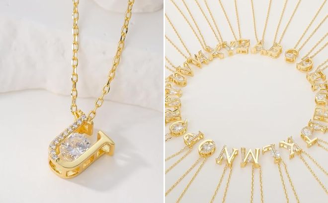 14K Gold Plated Initial Necklace