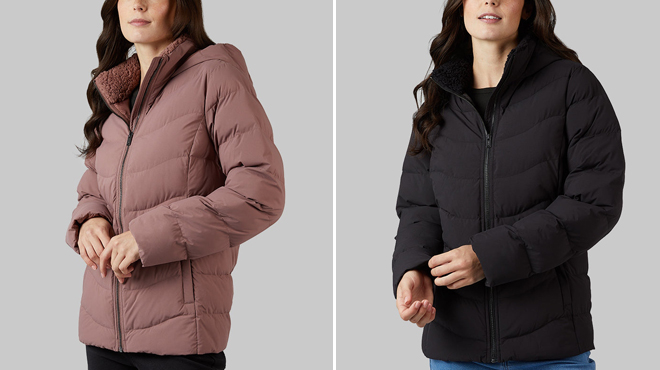 32 Degrees Womens Midweight Sherpa Collared Puffer 32 Degrees Womens Midweight Sherpa Collared Puffer