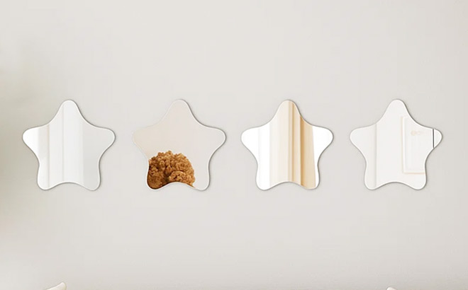 4 Piece Small Adhesive Shaped Mirror Set