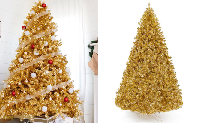 5 Foot Full Bodied Metallic Gold Tinsel Tree 5 Foot Full Bodied Metallic Gold Tinsel Tree