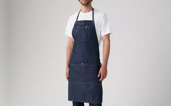 A Man Wearing Levis Rigid Denim Apron