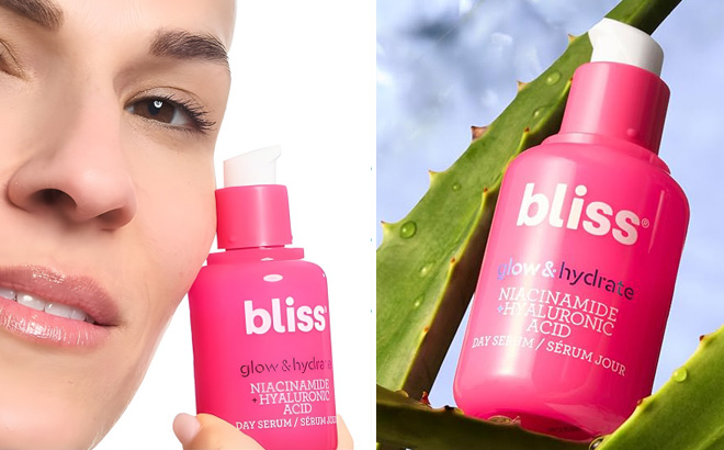 A Person Holding a Bottle of Bliss Glow Hydrate Serum A Person Holding a Bottle of Bliss Glow Hydrate Serum