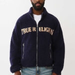 A Person wearing True Religion Mens Sherpa Logo Jacket