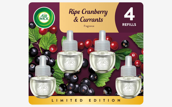 Air Wick Plug In Scented Oil 4 Count Refills in Ripe Cranberry and Currants Scent Air Wick Plug In Scented Oil 4 Count Refills in Ripe Cranberry and Currants Scent