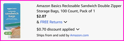 Amazon Basics Sandwich Bags Checkout Screen