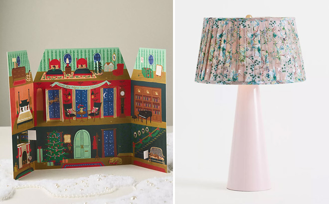 Anthropologie Night Before Christmas Advent Calendar and Avalina Enameled Table Lamp
