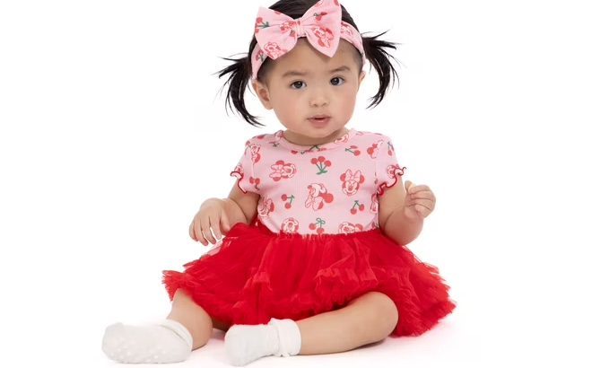 Baby Girls Tutu Dress Bodysuit and Matching Headband