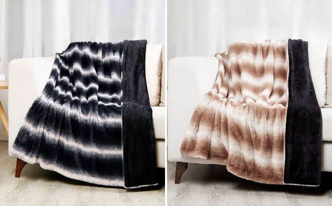 Bed Bath Beyond SoftLux Ombre Stripe Velvet Plush Fleece Throw Blanket Bed Bath Beyond SoftLux Ombre Stripe Velvet Plush Fleece Throw Blanket