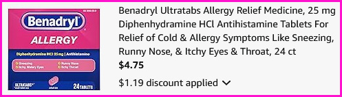 Benadryl Ultratabs Allergy Relief Tablets Checkout Screen