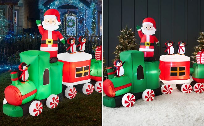 Best Choice Products 8 5 x 5 ft Pre Lit Inflatable Christmas Train Animated Santa Claus Best Choice Products 8 5 x 5 ft Pre Lit Inflatable Christmas Train Animated Santa Claus