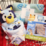 Bluey Pillow and Throw Blanket on a Cart